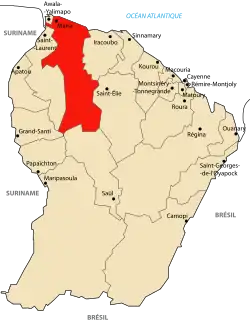 Localização de Mana na Guiana Francesa