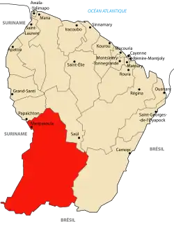 Localização de Maripasoula na Guiana Francesa