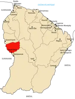 Localização de Papaïchton na Guiana Francesa