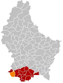 Localização de Differdange em Luxemburgo