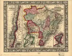 Mapa da região hoje conhecida como América Latina (Séc. XIX)