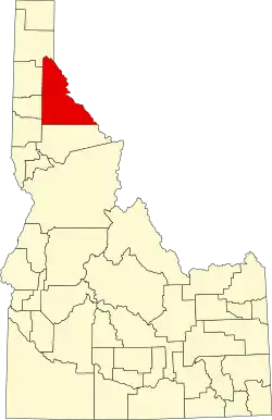 Localização do Map of Idaho highlighting Shoshone County