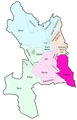Localização de Krásna em Košice