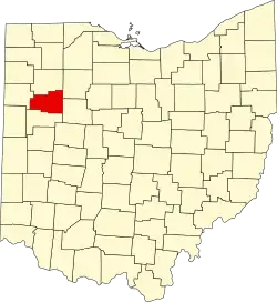 Localização do Map of Ohio highlighting Allen County