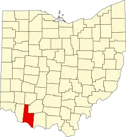 Localização do Map of Ohio highlighting Brown County