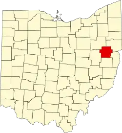 Localização do Map of Ohio highlighting Carroll County