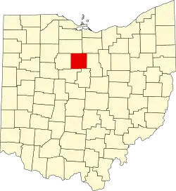 Localização do Map of Ohio highlighting Crawford County