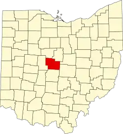 Localização do Map of Ohio highlighting Delaware County