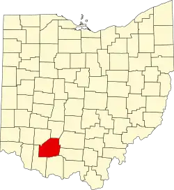 Localização do Map of Ohio highlighting Highland County