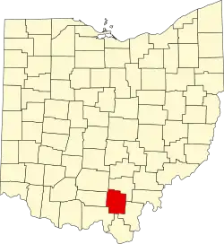 Localização do Map of Ohio highlighting Jackson County
