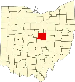 Localização do Map of Ohio highlighting Knox County
