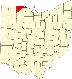 Localização do Map of Ohio highlighting Lucas County