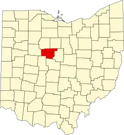 Localização do Map of Ohio highlighting Marion County