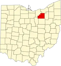 Localização do Map of Ohio highlighting Medina County