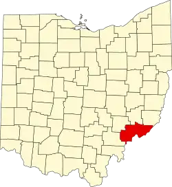 Localização do Map of Ohio highlighting Washington County
