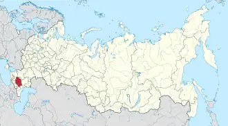 Localização do krai de Estauropol na Rússia.