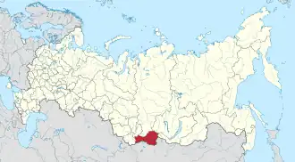Localização da República de Tuva na Rússia.