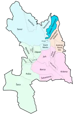 Localização de Sídlisko Ťahanovce em Košice