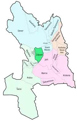 Localização de Západ em Košice