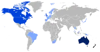 Mapa da diáspora neozelandesa no mundo