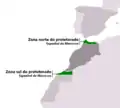 As duas zonas do protetorado Espanhol de Marrocos.