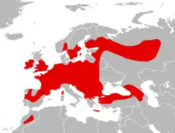 Distribuição geográfica do Myotis mystacinus