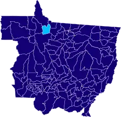 Municípios vencidos: Wellington (azul escuro) e Galvan (azul claro)