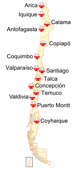 Mapa dos 10 Institutos Teletón