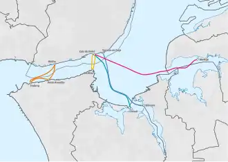 Cacilhas está localizado em: Transtejo Soflusa
