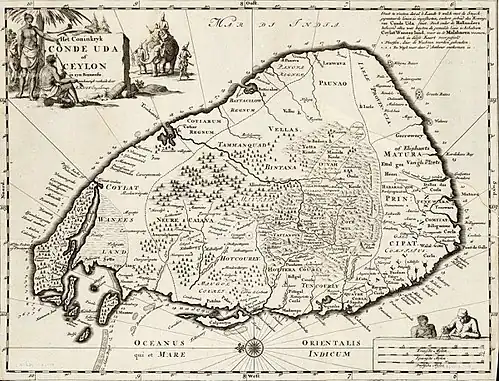 Mapa de 1681 mostrando o Ceilão Neerlandês e o Reino de Cândia.