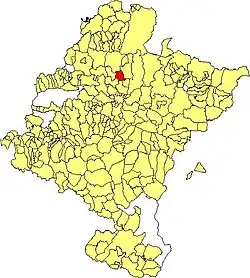 Localização do município de Odieta em Navarra