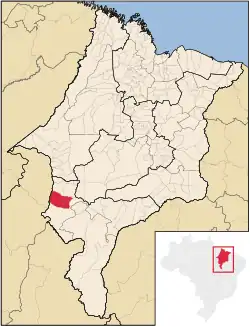 Localização de Estreito no Maranhão