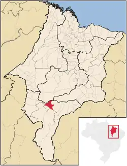 Localização de Fortaleza dos Nogueiras no Maranhão