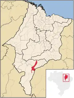 Localização de Sambaíba no Maranhão