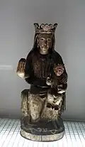 Virgem da Montanha de Caregue com o Menino sentado na perna esquerda e ambos coroados. Museu Diocesano de Urgell.
