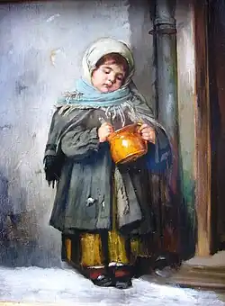 Mädchen, cerca de 1884. Óleo sobre madeira, 22 cm x 29 cm