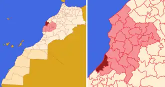 Localização da comuna em Marrocos e na província de Safim.