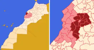 Localização do circulo em Marrocos e na província de Safim.