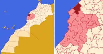 Localização da comuna em Marrocos e na província de Safim.