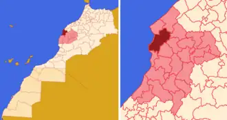 Localização da comuna em Marrocos e na província de Safim.