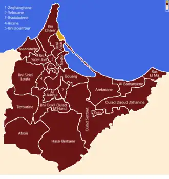 Os municípios e comunas da província.