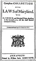 As "Maryland Laws" de 1727.