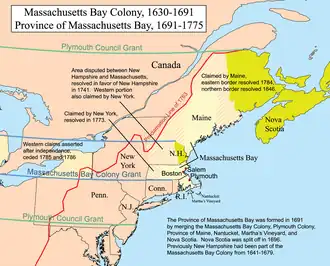 Localização de Província da Baía de Massachusetts