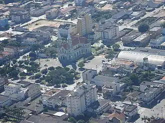 Fotografia aérea da Igreja Matriz Nosso Senhor do Bom Fim. Fotografia do bioquímico Roberto Pereira.
