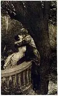 Kiss in the Park , da série A Love , Opus X, no. 4 (1887), gravura e gravura, 45,4 x 27,4 cm.