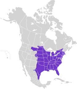 Distribuição da espécie na América do Norte.
