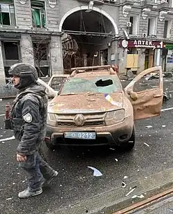 Policiais nacionais em Kharkiv durante a Invasão Russa da Ucrânia em 2022