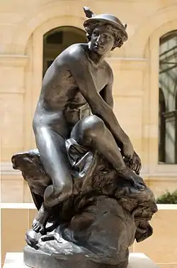 Jean-Baptiste Pigalle, Mercury amarrando suas sandálias aladas no Louvre (1745)
