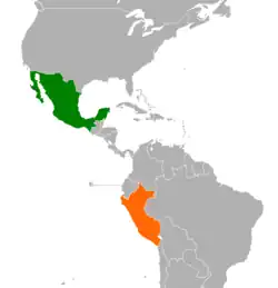 A região do golfo da Califórnia, no México (em verde), até o Peru (em laranja) é o habitat da espécie L. peruvianus.[2]