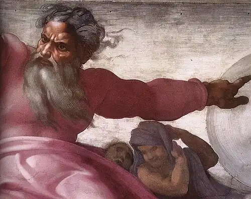 Deus no lado direito da pintura